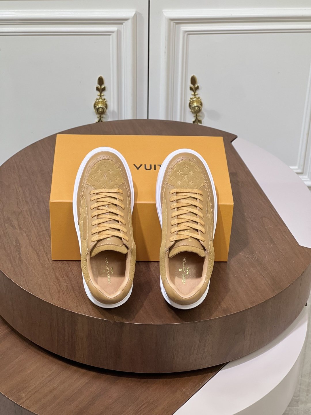 Louis Vuitton Tan Monogram Low-Top Sneakers — front