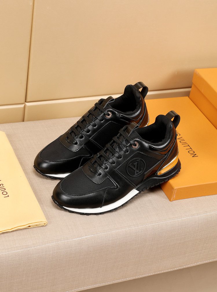 Louis Vuitton Black Gold Accent Sneakers — front
