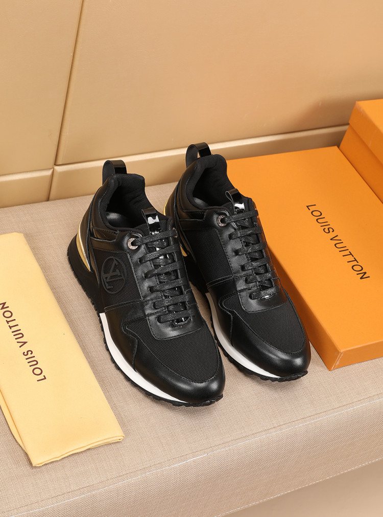 Louis Vuitton Black Gold Accent Sneakers — front