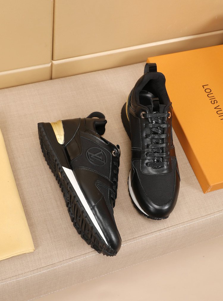Louis Vuitton Black Gold Accent Sneakers — side