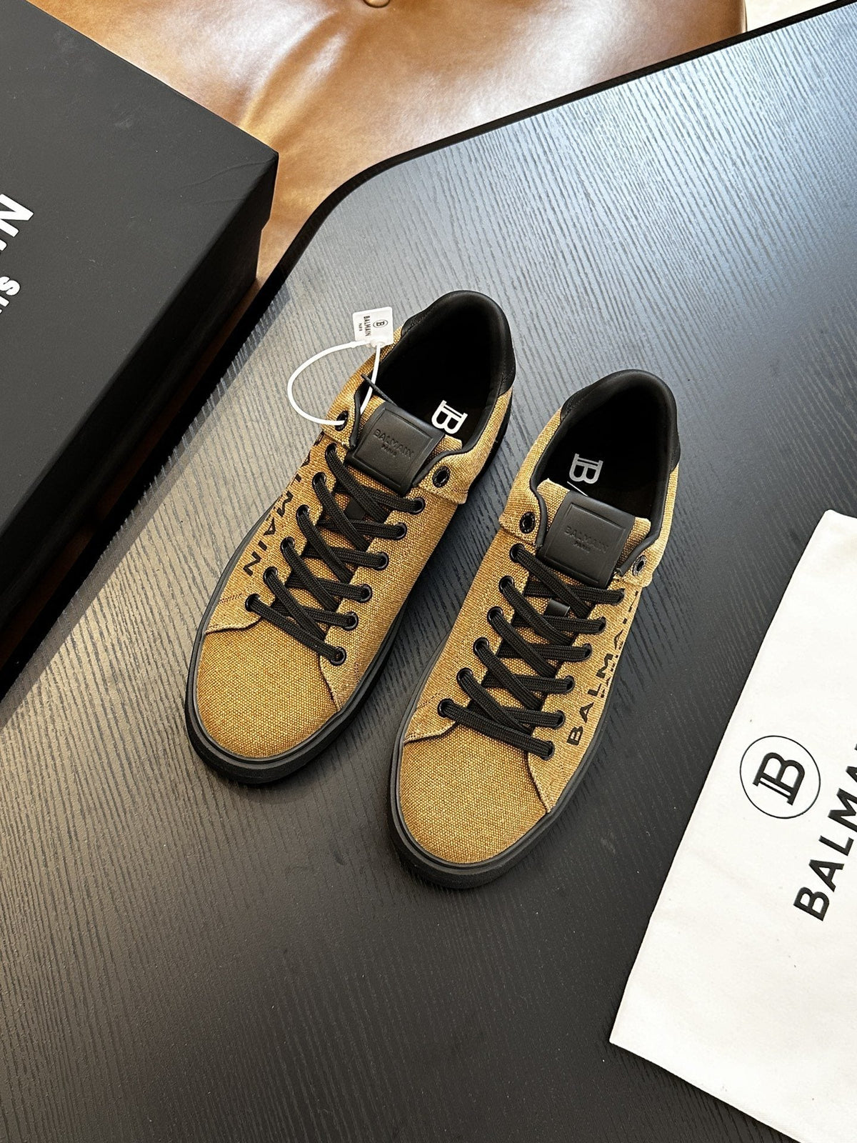 Balmain Tan and Black B-Skate Sneakers — hero