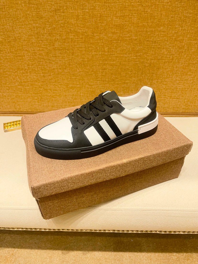 Black and White Stripe Low-Top Sneakers — side