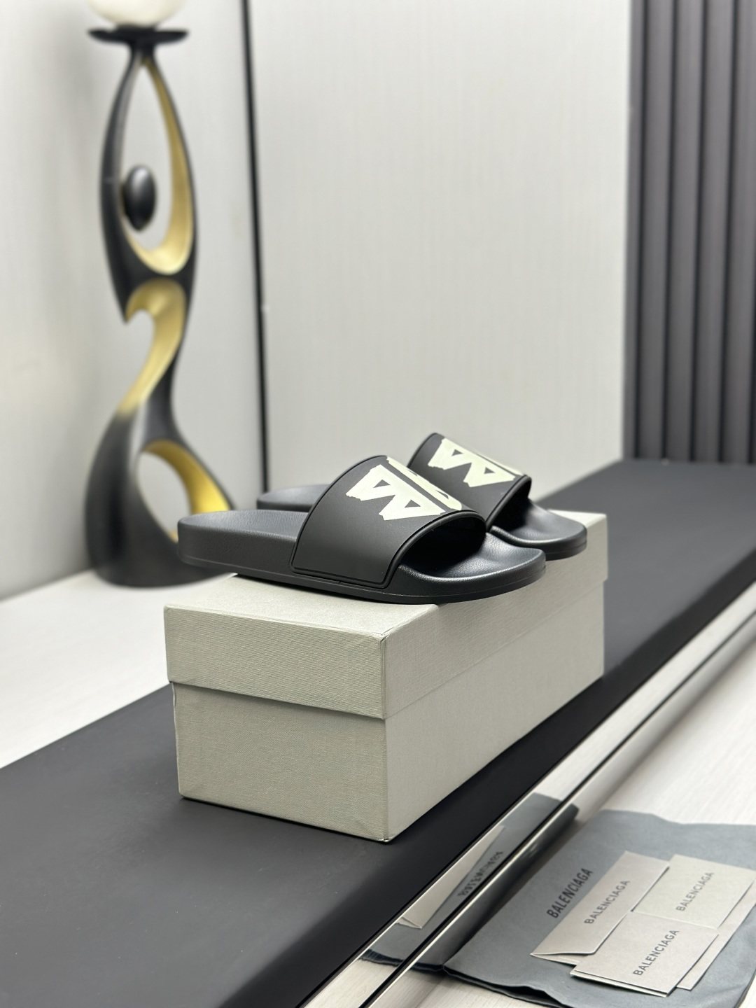 Balenciaga Logo Slide Sandals — front
