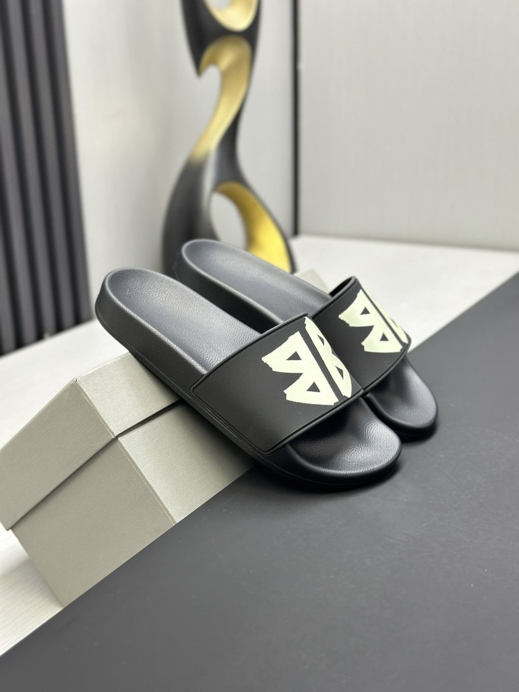 Balenciaga Logo Slide Sandals — front