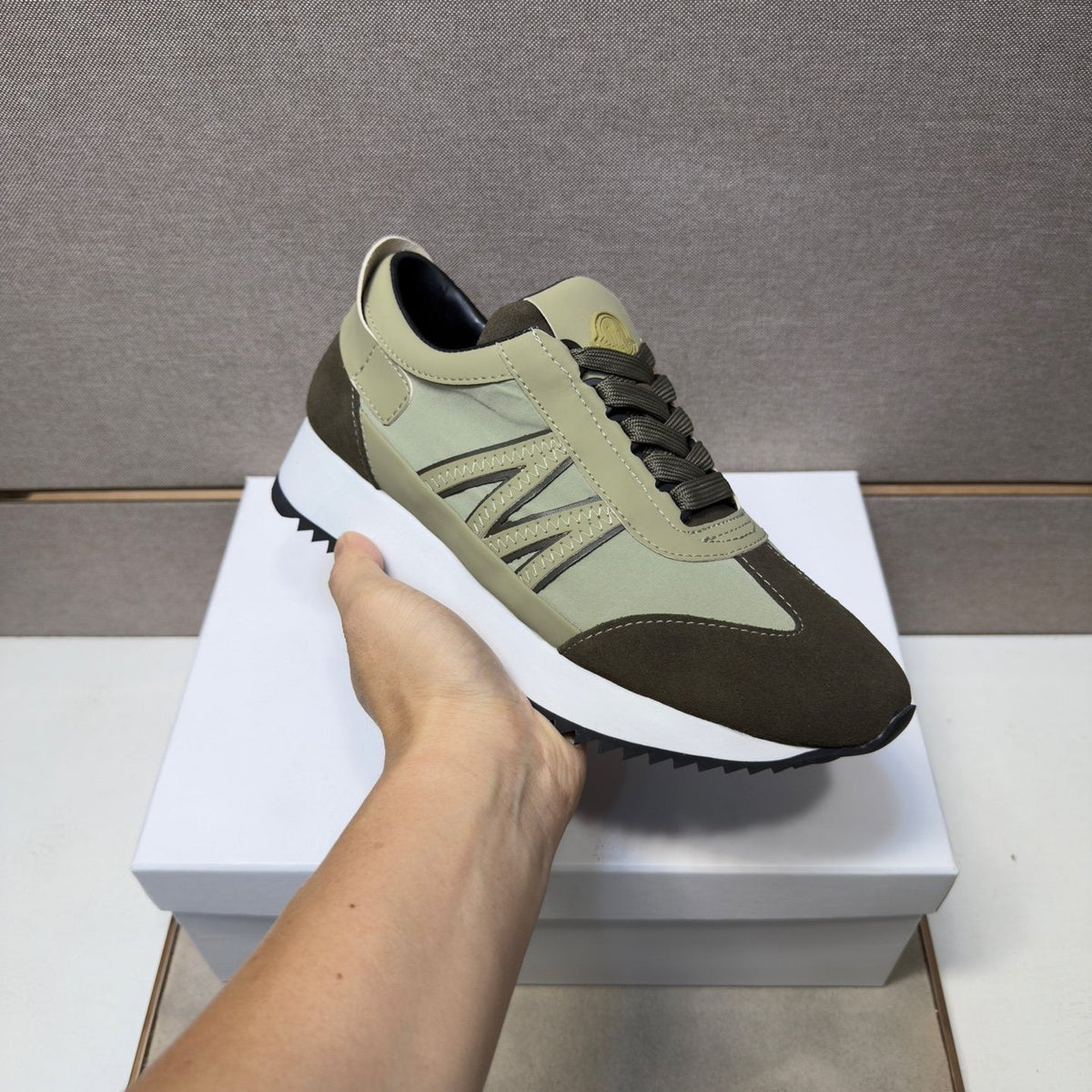 Moncler Olive Green Low-Top Sneakers — model