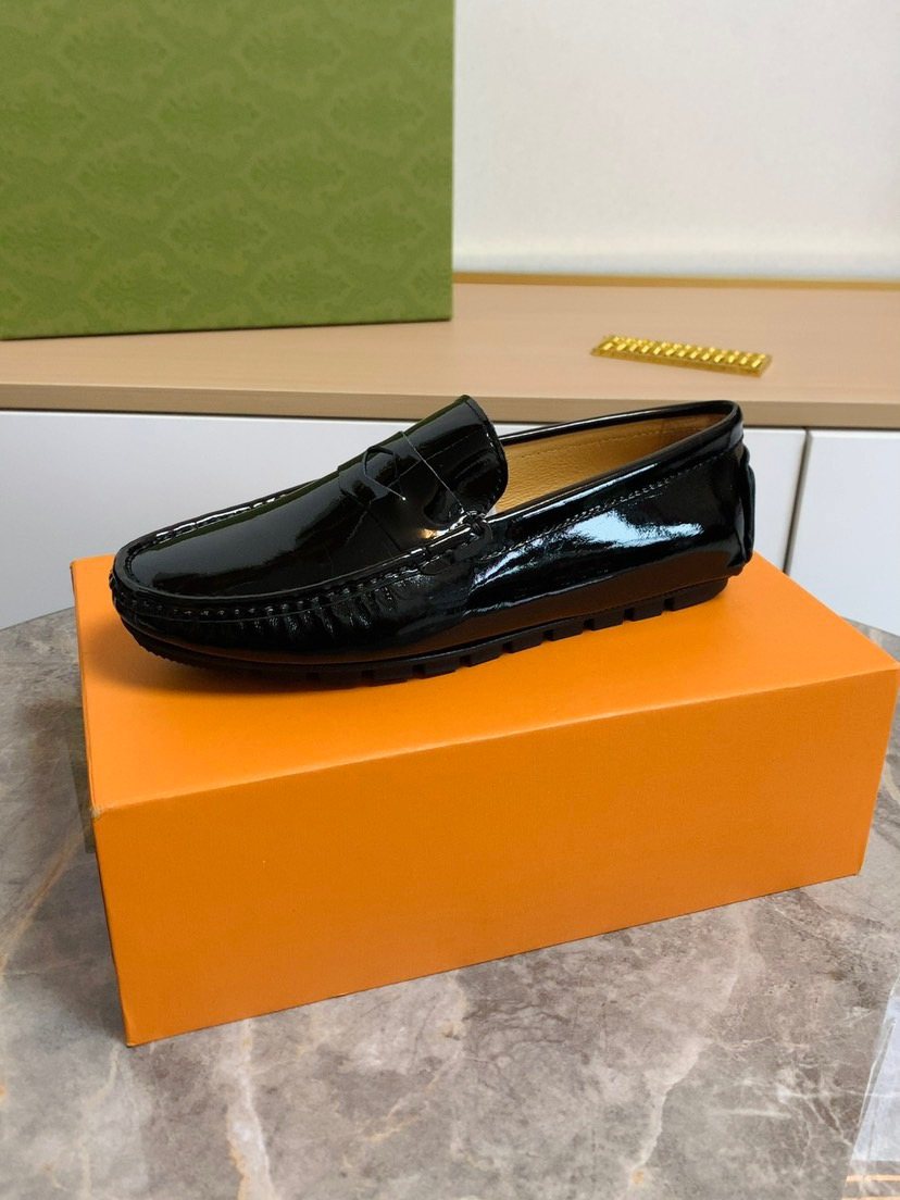 Louis Vuitton Black Leather Loafers — side