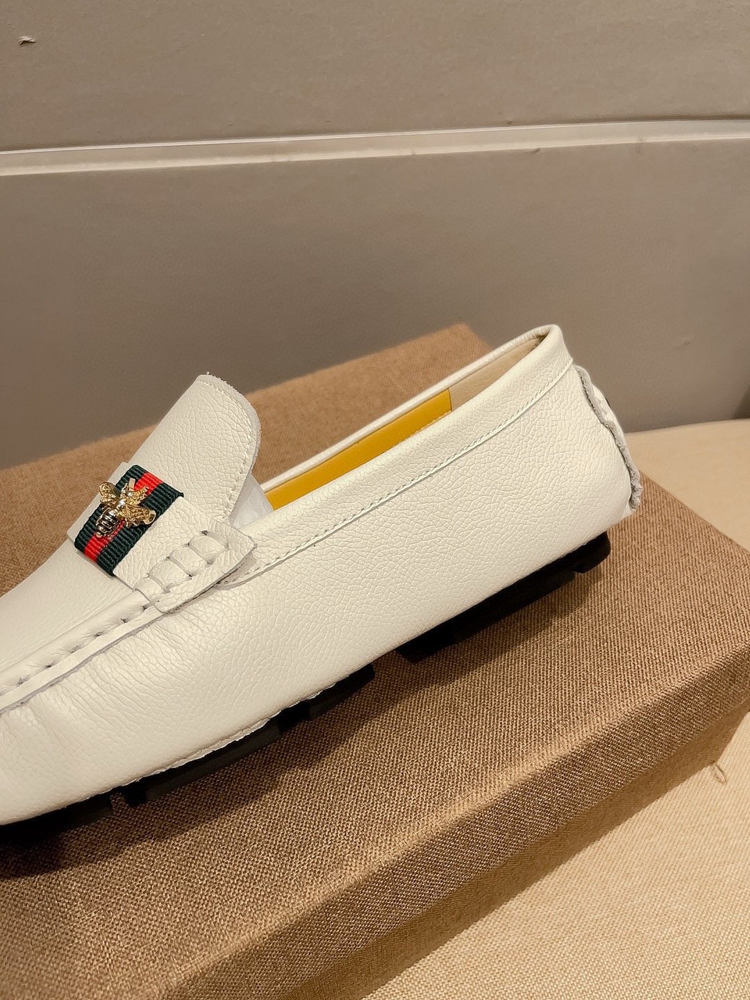 Gucci White Web Accent Loafers — detail