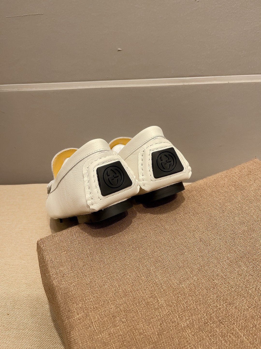 Gucci White Web Accent Loafers — back