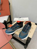Loro Piana Navy Blue Teal Low-Top Sneakers — hero