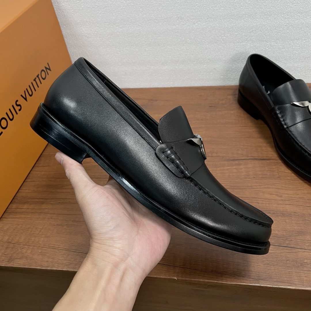 Louis Vuitton Major Black Loafers — side