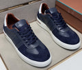 Loro Piana Navy Panel Low-Top Sneakers — hero