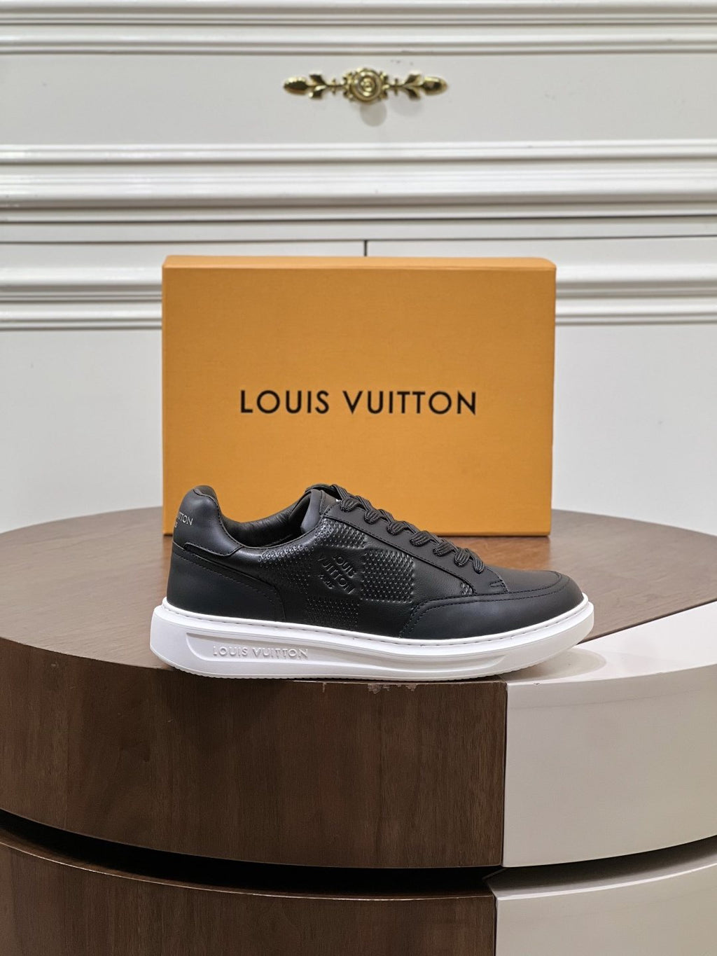 Louis Vuitton Black Low-Top Sneakers — side