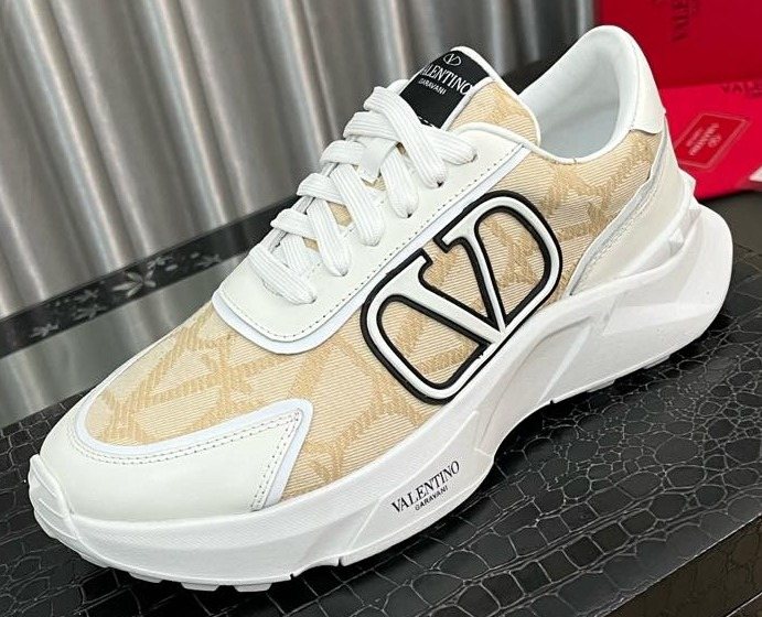 Valentino Cream and Beige V-Motif Sneakers — hero