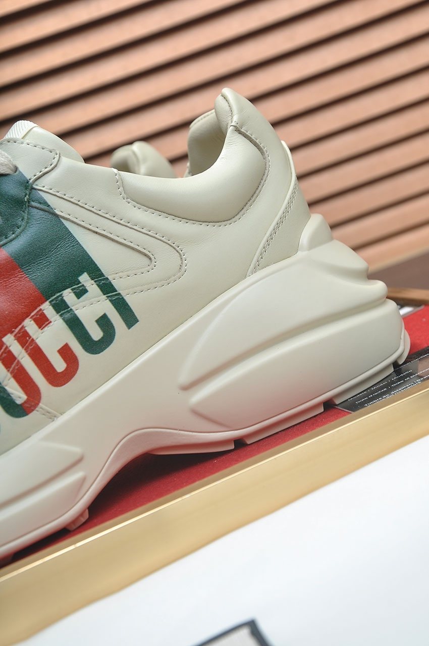 GUCCI Off-White Green and Red Chunky Sneakers — detail