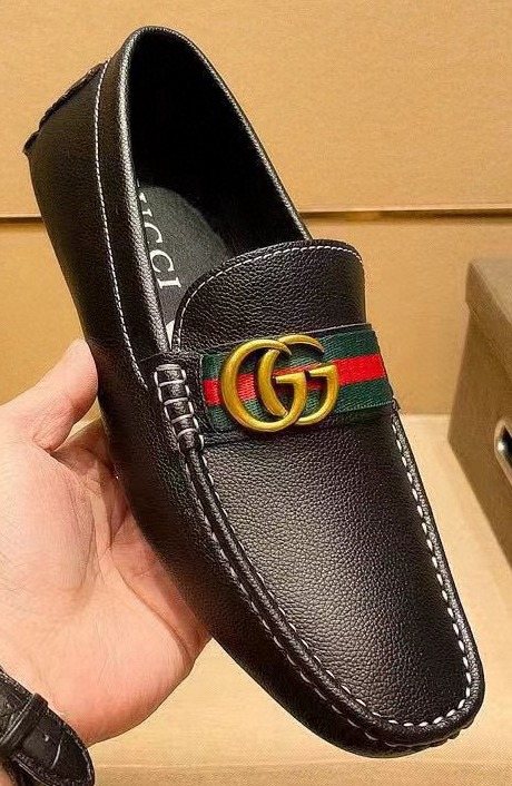 Gucci Black Red and Green Stripe Loafers — front