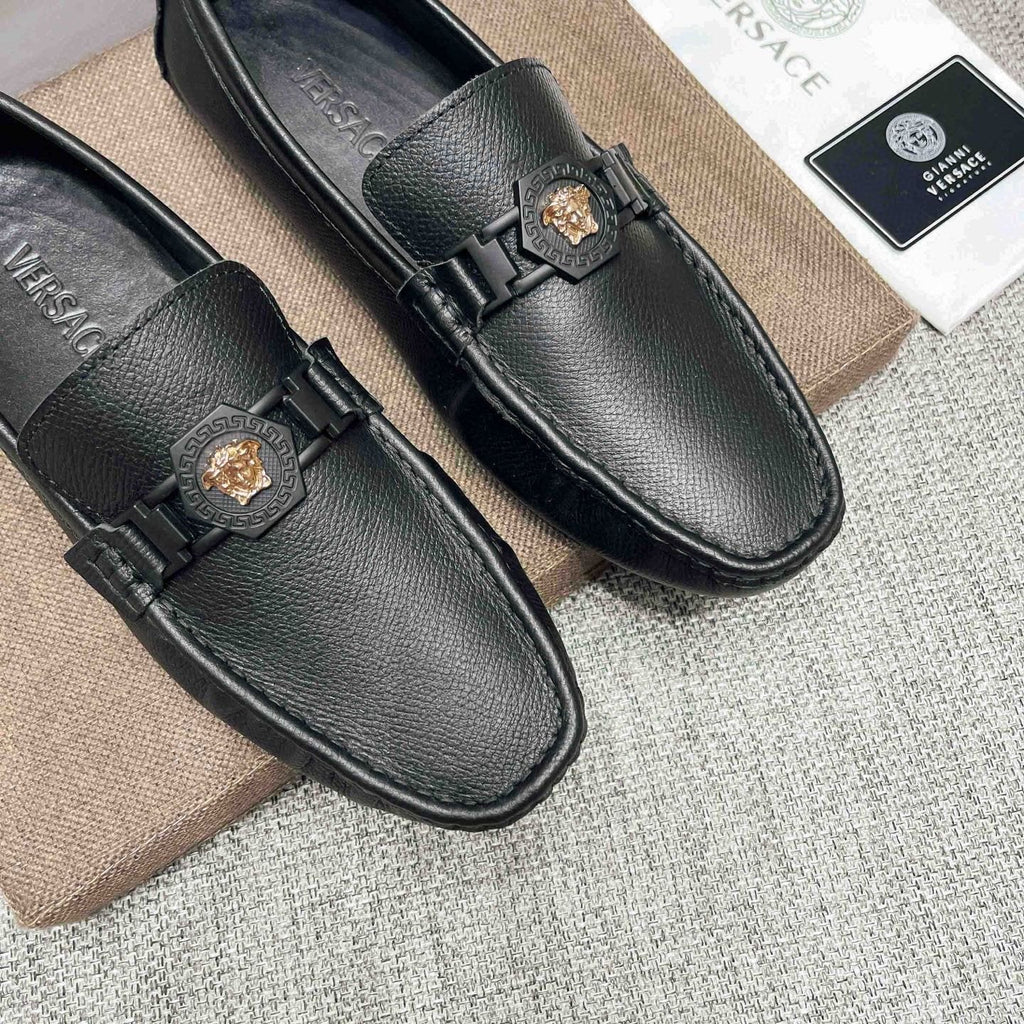 Versace Black Medallion Loafers — detail