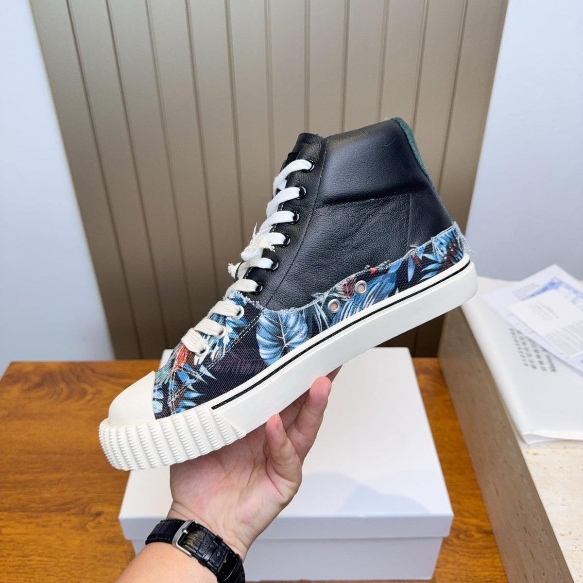 Maison Margiela Floral Print High-Top Sneakers — side