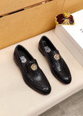 VERSACE Black Textured Slip-On Shoes — hero
