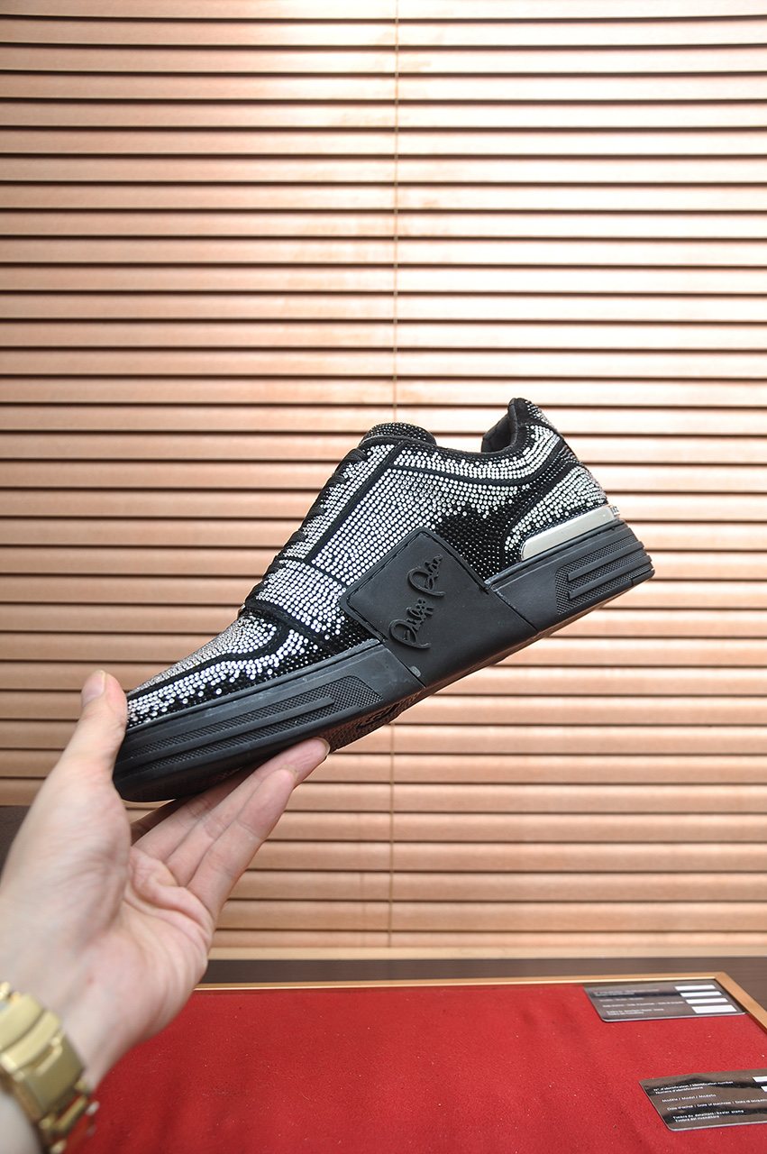 Philipp Plein Black & Silver Textured Sneakers — back