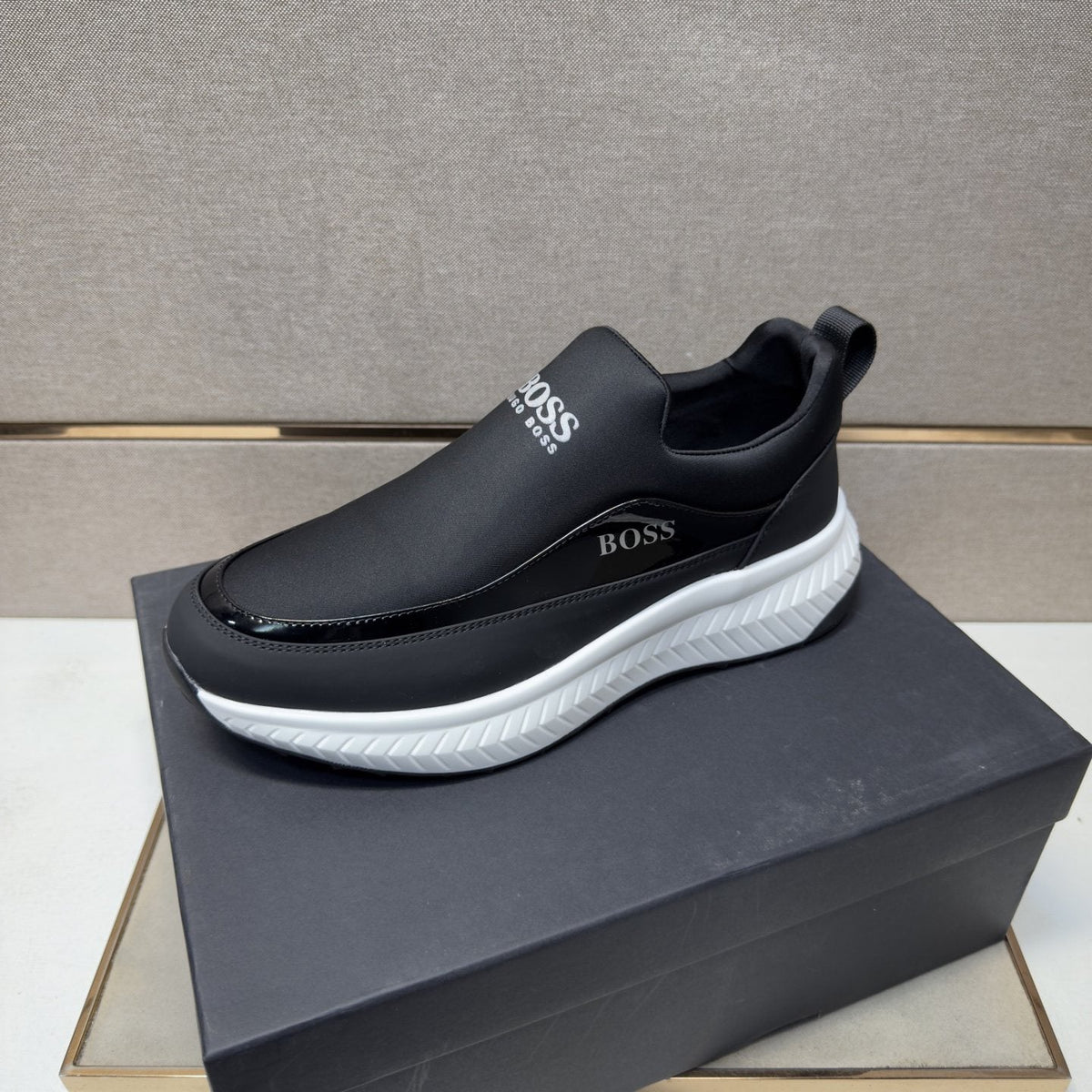 Hugo Boss Black Slip-On Shoes — front