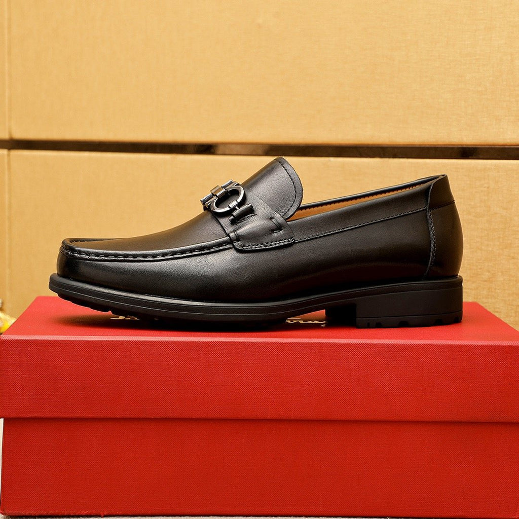 Ferragamo Black Bit Loafers — side