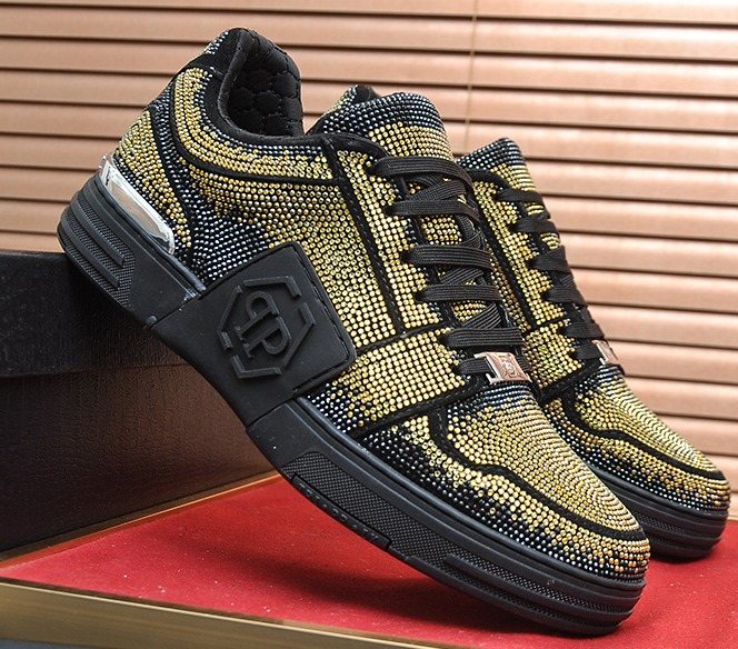 Philipp Plein Gold Studded Low-Top Sneakers — hero