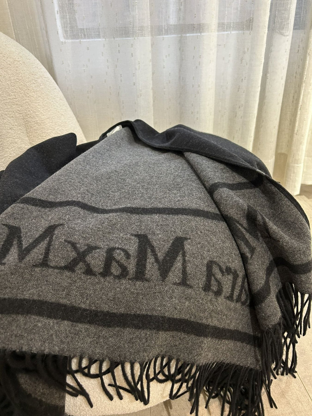 Max Mara Reversible Fringed Wrap Cape — back