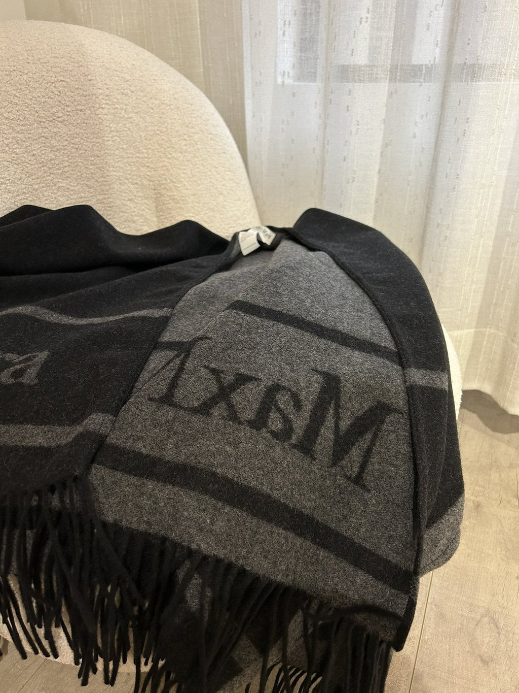 Max Mara Reversible Fringed Wrap Cape — detail