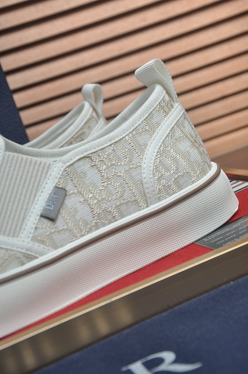 Dior Cream Patterned Slip-On Sneakers — detail
