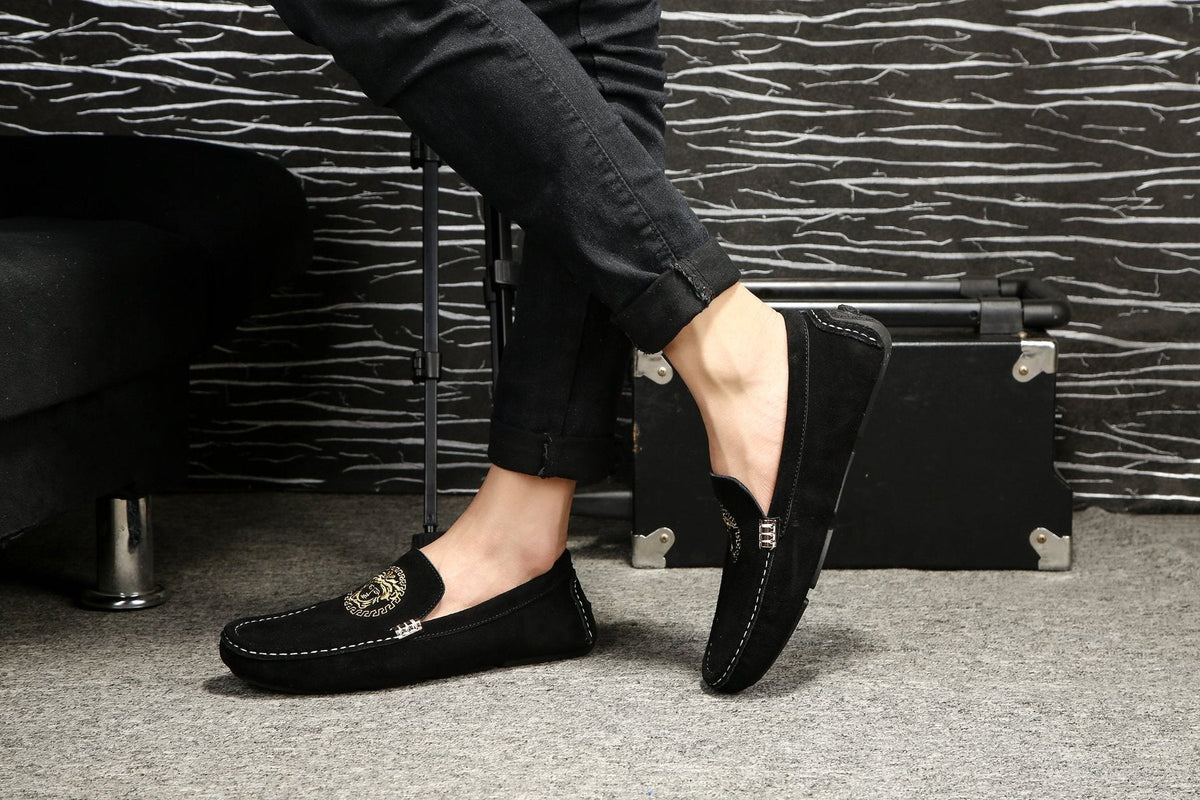 Versace Black Gold Emblem Loafers — side