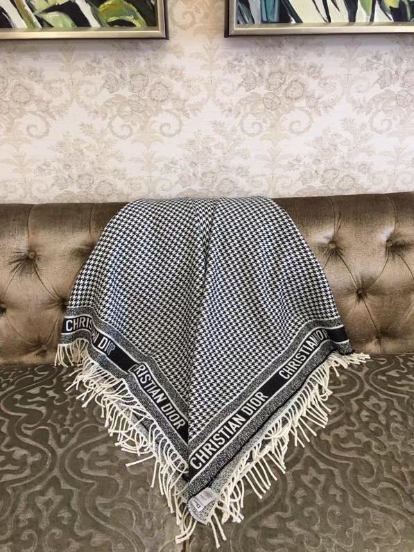Dior Houndstooth Fringe Shawl — side