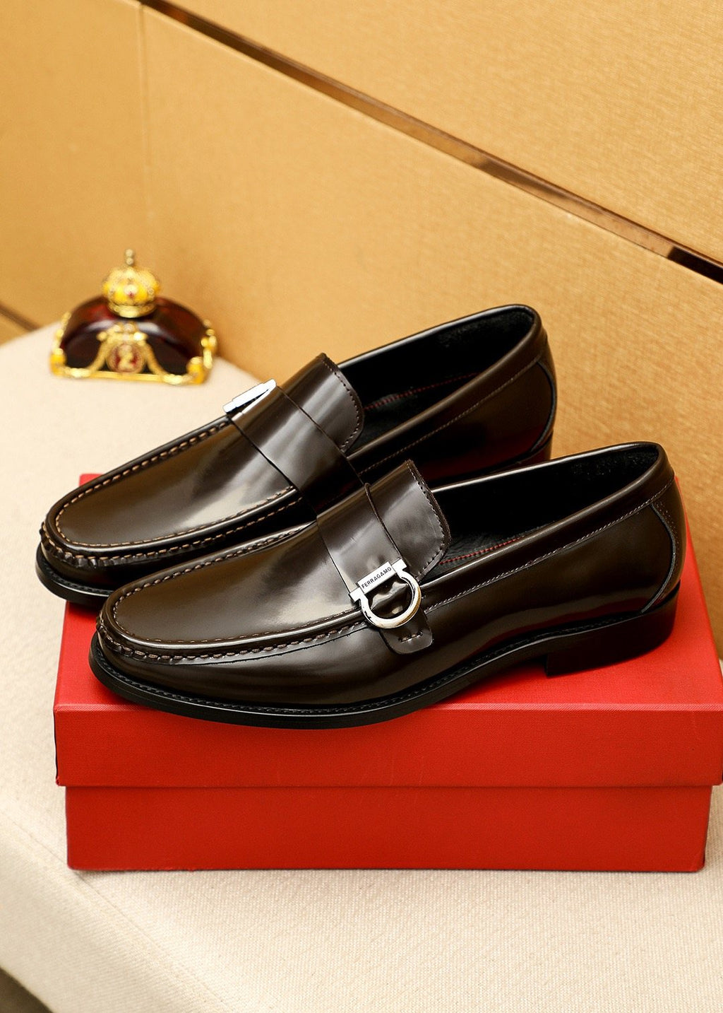 Ferragamo Black Buckle Moc-Toe Loafers — hero