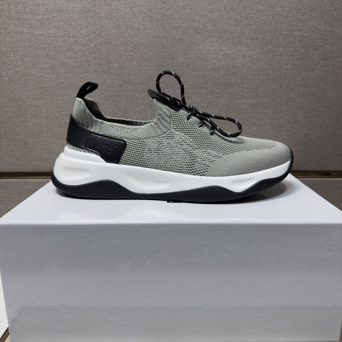 Berluti Gray-Green Lace-Up Sneakers — side