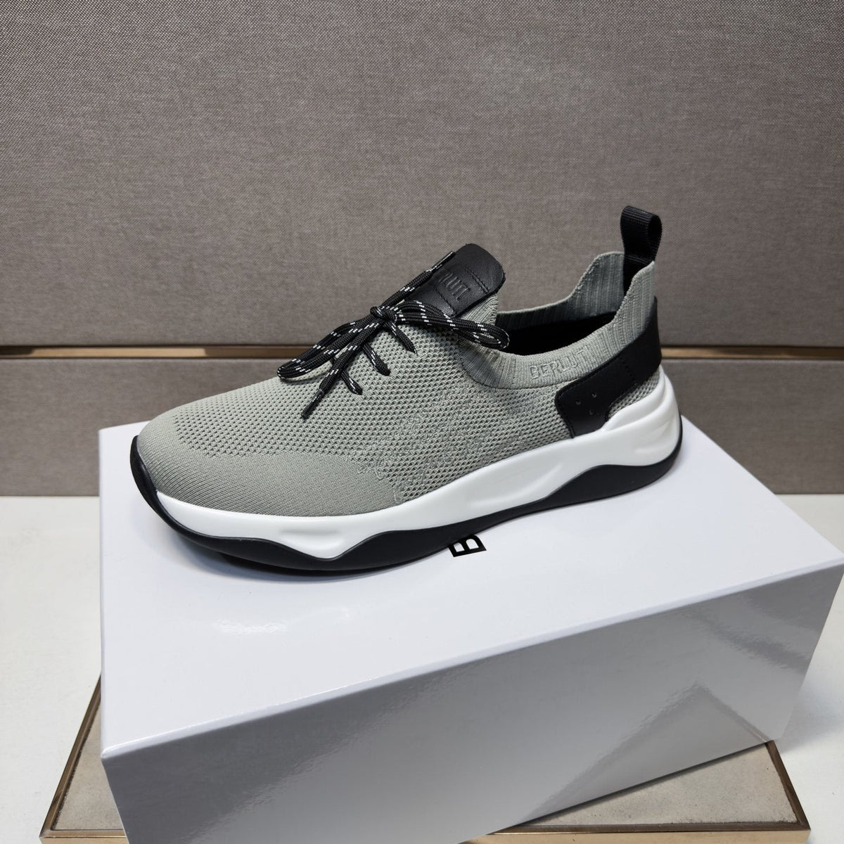 Berluti Gray-Green Lace-Up Sneakers — side