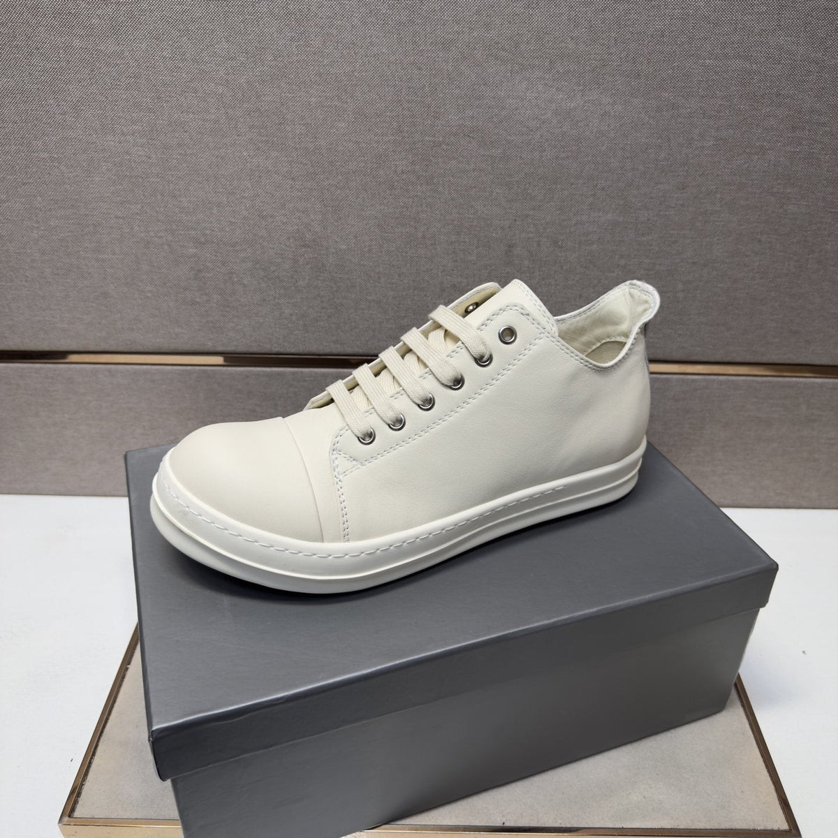 White Leather Low-Top Sneakers — front