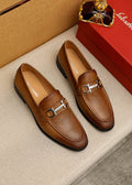 Ferragamo Brown Metal-Accent Loafers — hero