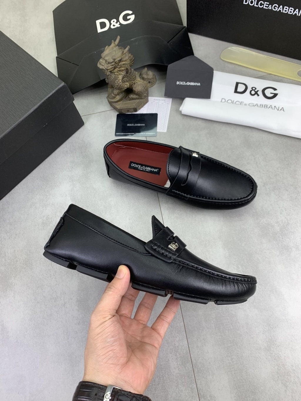 Dolce & Gabbana Navy Driving Loafers — model