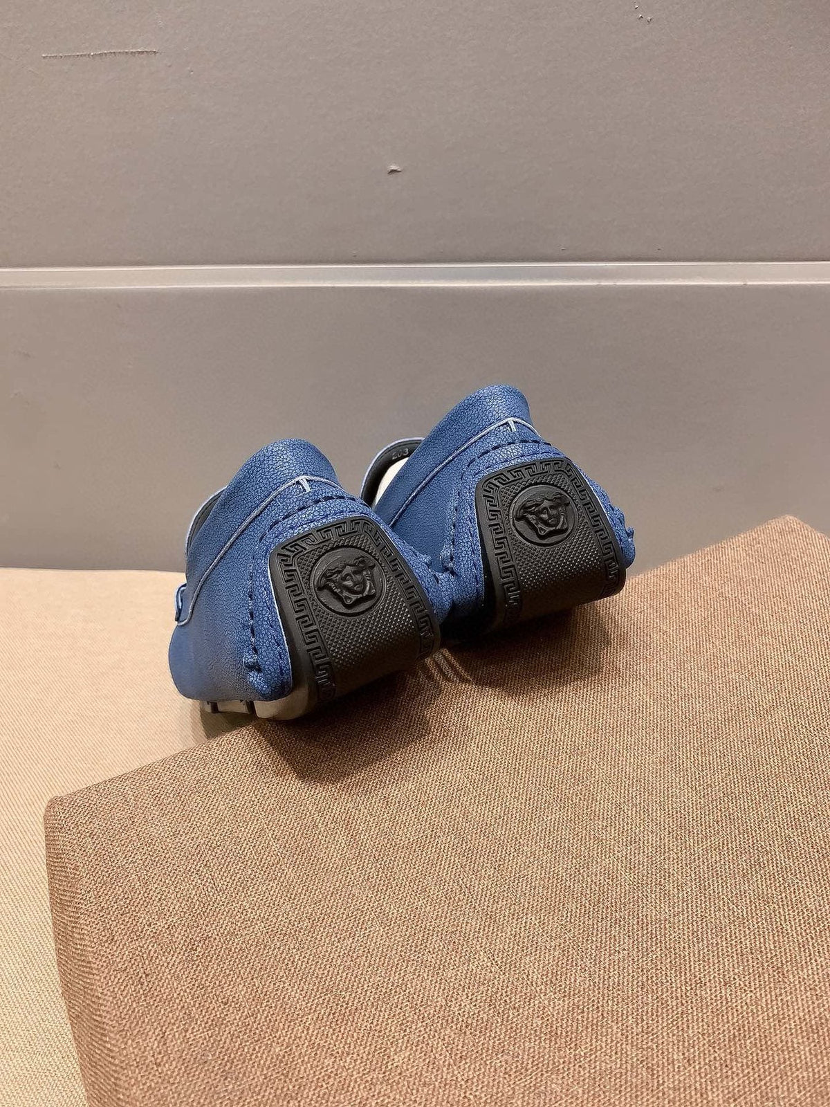 Versace Blue Gold-Hardware Loafers — back