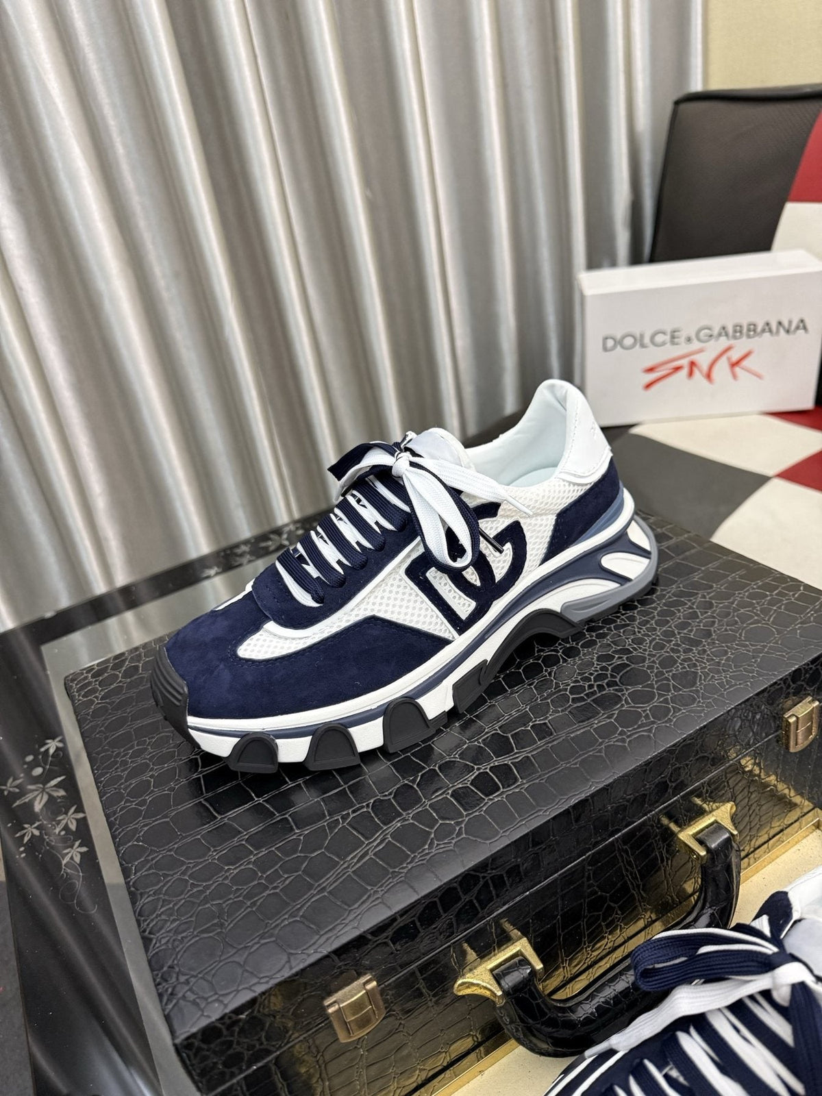 Dolce & Gabbana Navy and White Sneakers — front