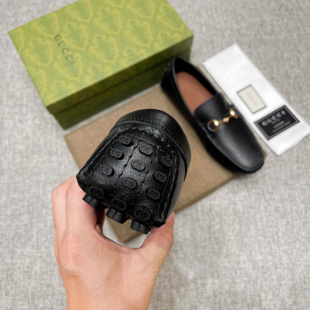 Gucci Black Horsebit-Style Leather Loafers — detail