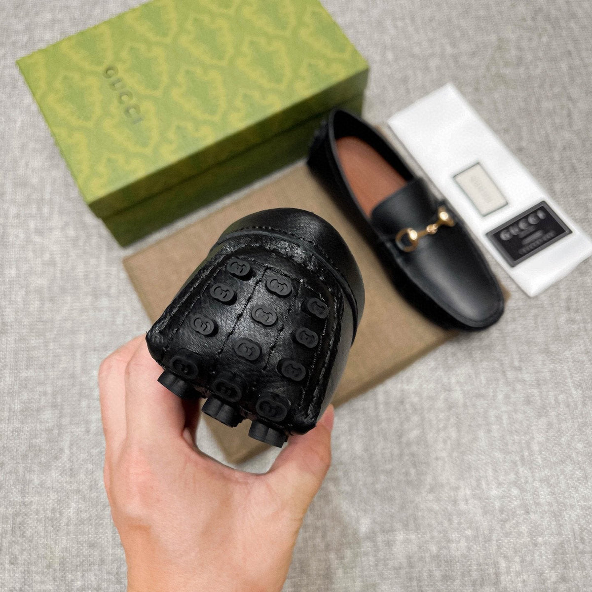 Gucci Black Horsebit-Style Leather Loafers — detail