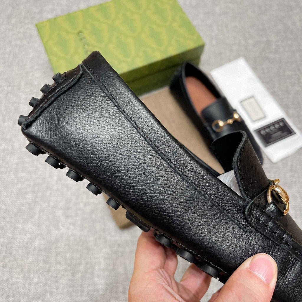 Gucci Black Horsebit-Style Leather Loafers — detail