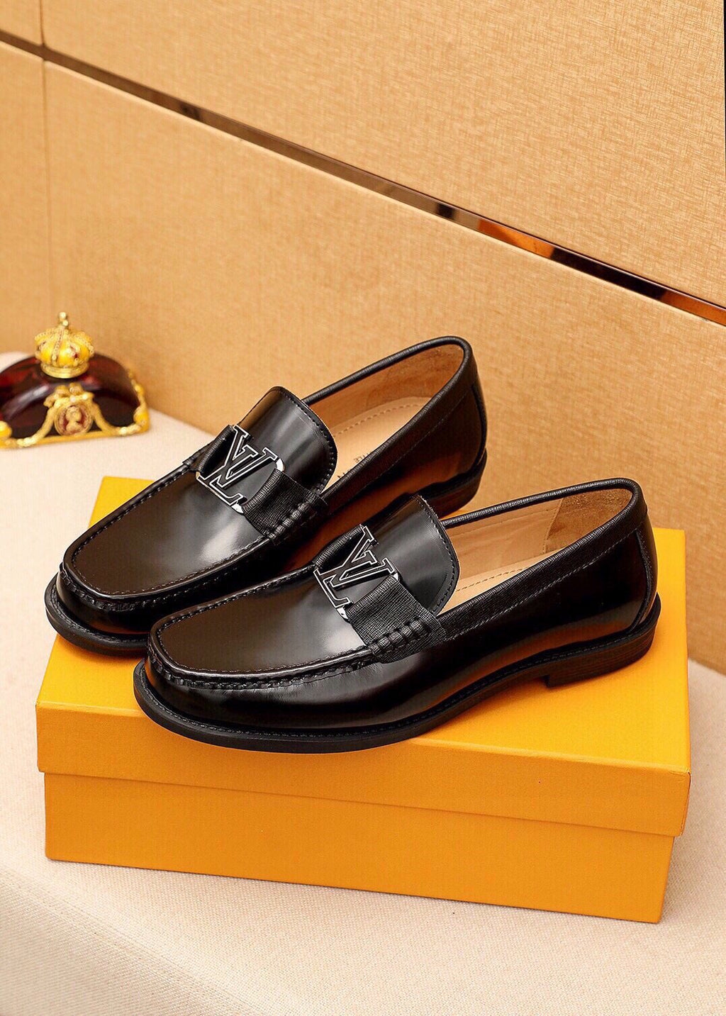 Louis Vuitton Black Logo Loafers — front