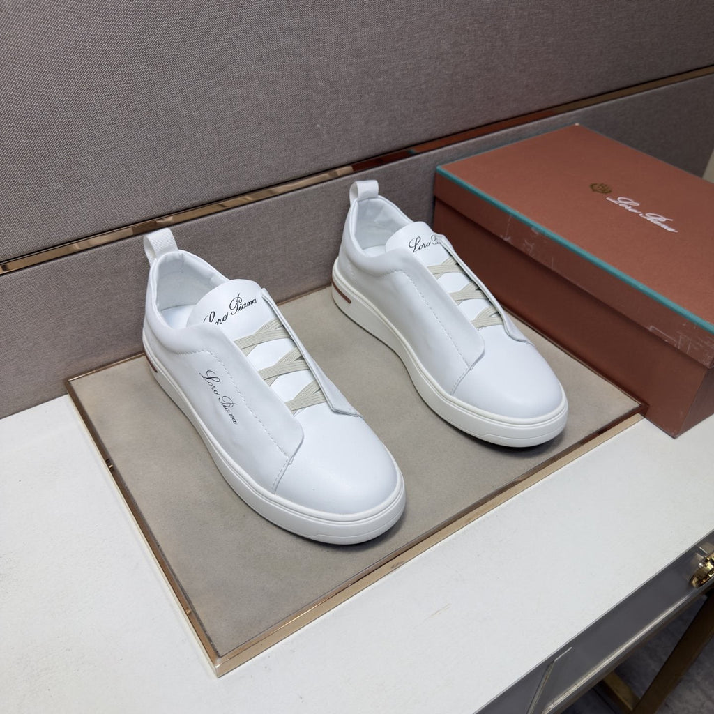 Loro Piana White Band-Detail Low-Top Sneakers — hero