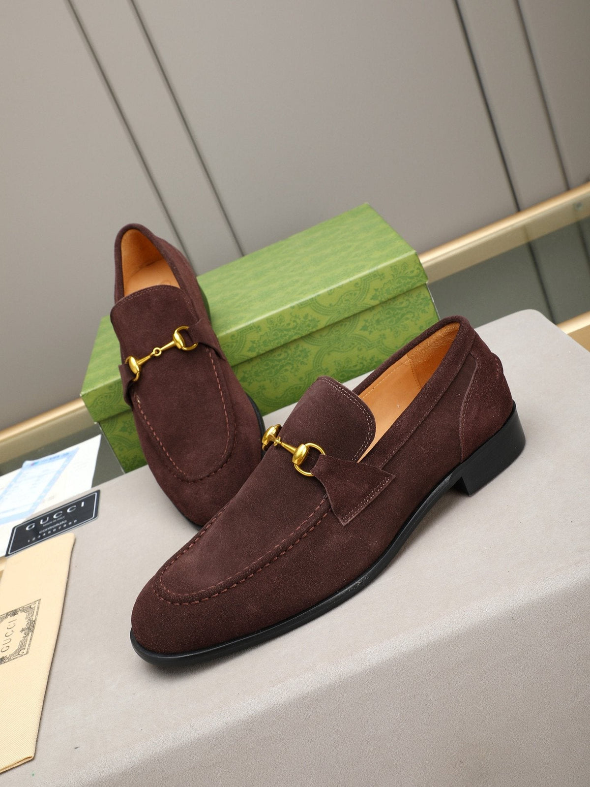 Gucci Burgundy Horsebit Loafers — hero
