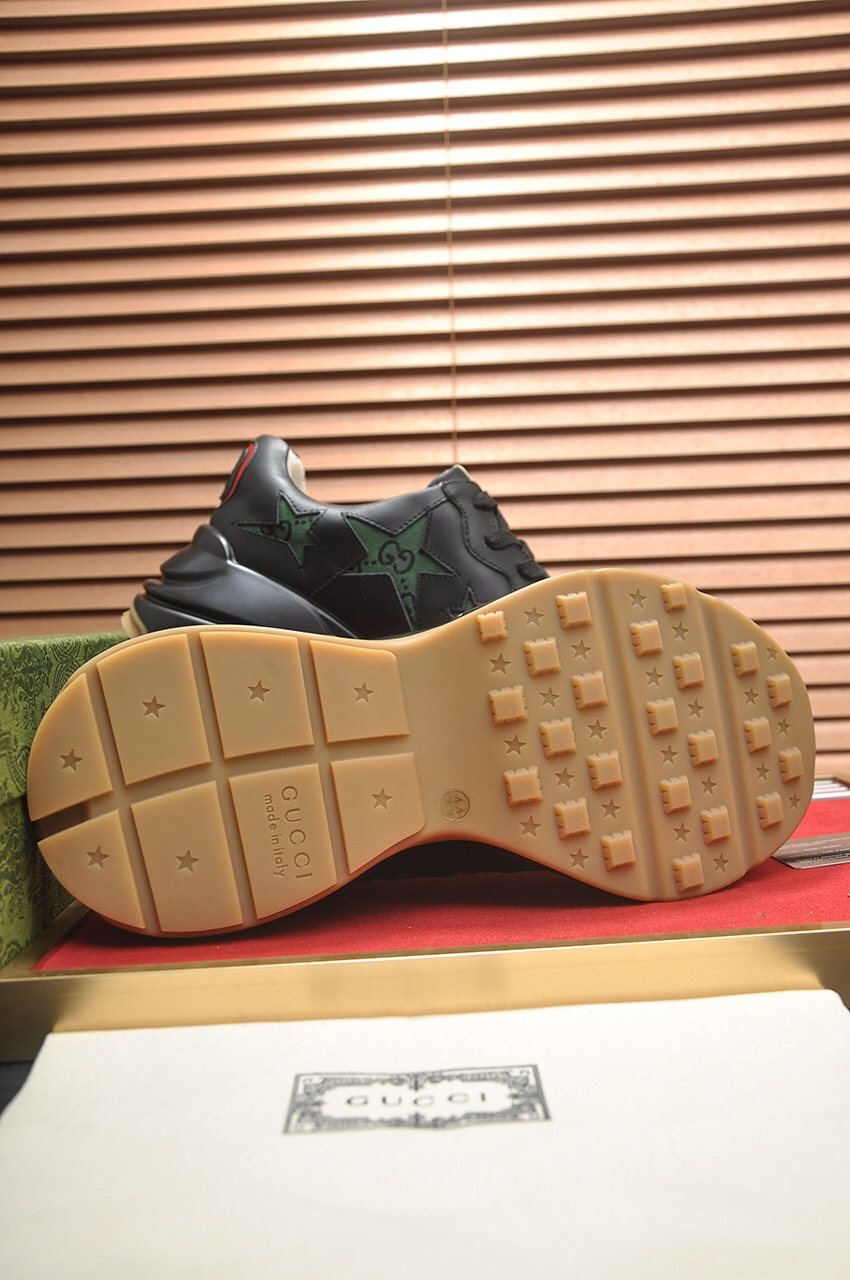 GUCCI Black and Green Star Sneakers — back