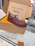 Louis Vuitton Burgundy Monogram Low-Top Sneakers — hero