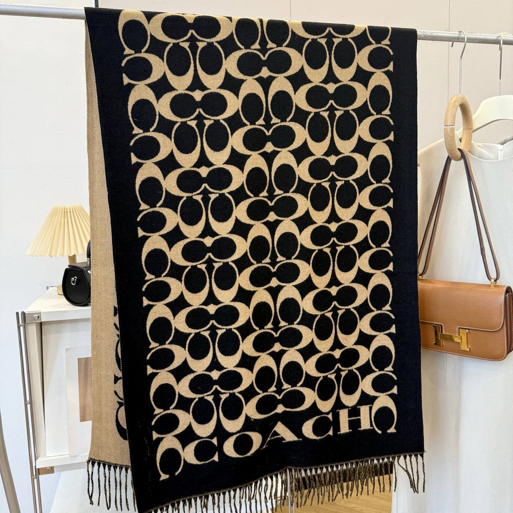 Coach Patterned Fringed Scarf — hero