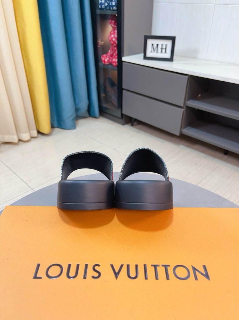 Louis Vuitton Multicolor Strap Slide Sandals — front