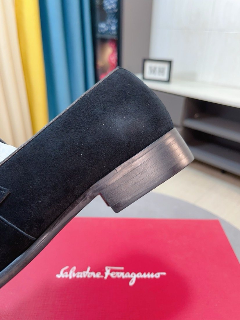 Salvatore Ferragamo Gold-Buckle Loafers — detail
